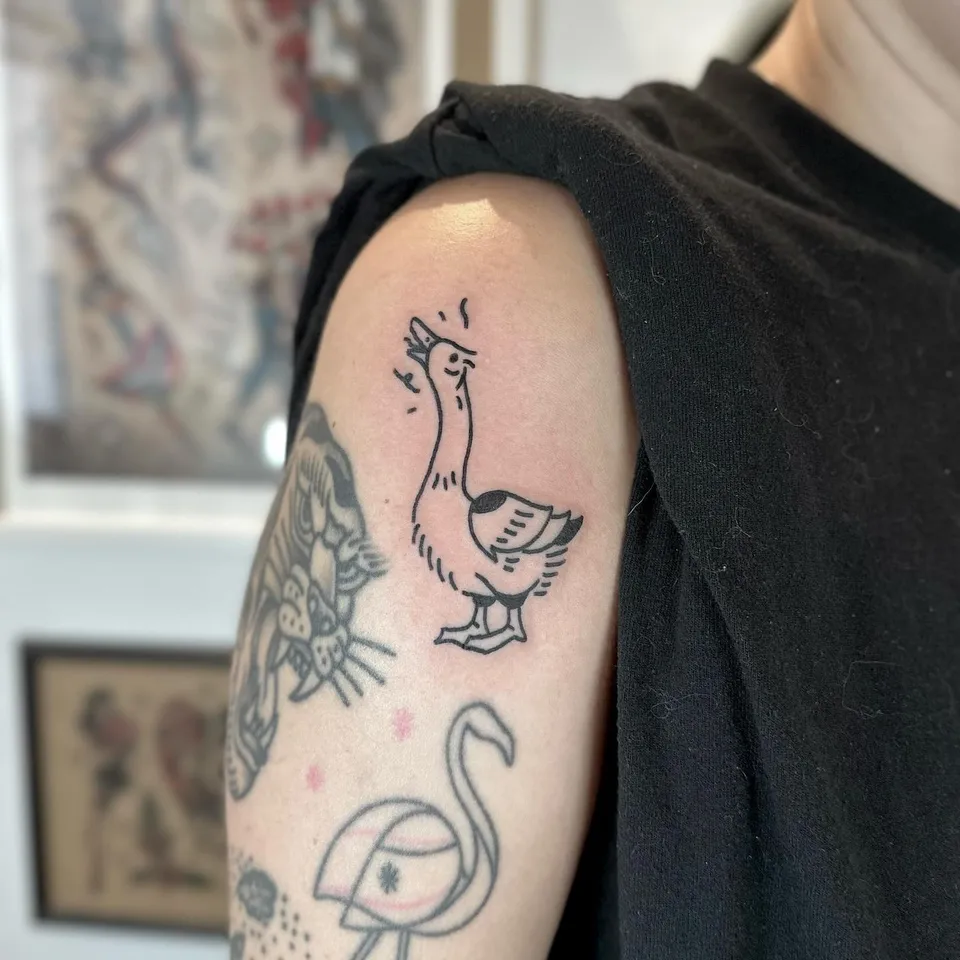 Szalona gęś i ułożona wiewiórka dla Klaudii — Tattoo, Wujek Darek Tattoo, Warszawa