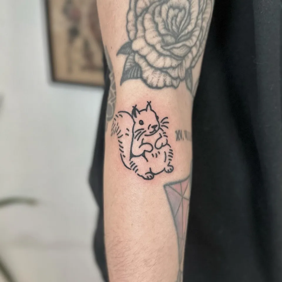 Szalona gęś i ułożona wiewiórka dla Klaudii (2) — Tattoo, Wujek Darek Tattoo, Warszawa