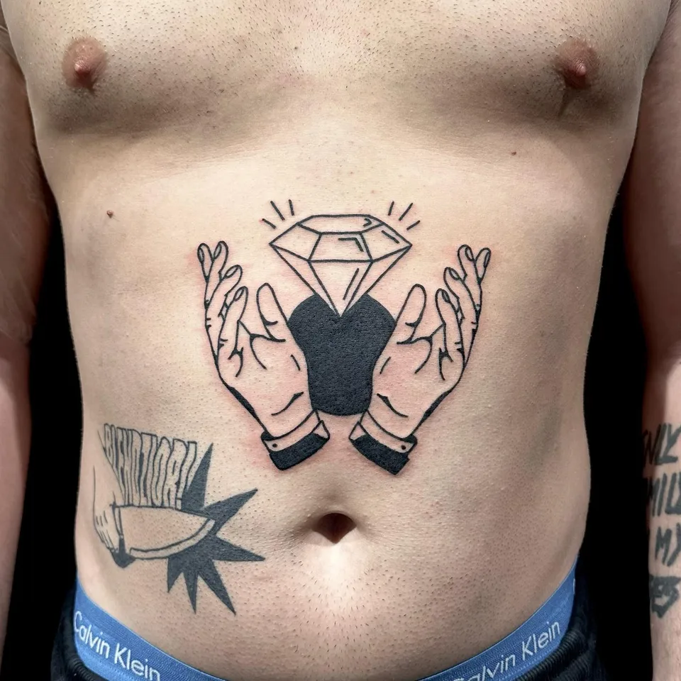 Diamentowe ręce na wytrwałym inwestorze (2) — Tattoo, Wujek Darek Tattoo, Warszawa