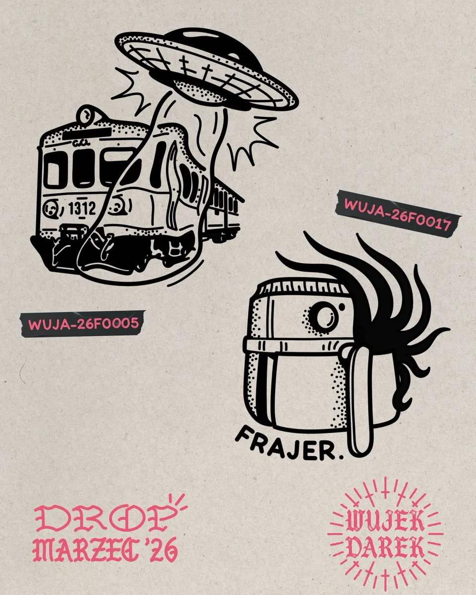 Ignorant tatuaż tramwaju porwanego przez UFO i beczki z włosami — Tattoo, Wujek Darek Tattoo, Warszawa