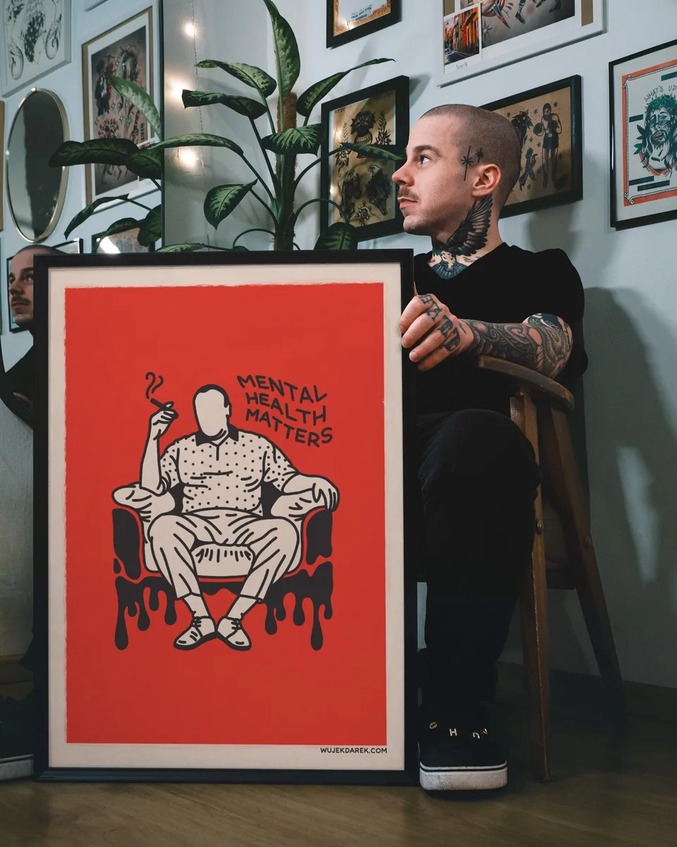 Gruby kontur – ilustracja z pojazdem trójkołowym i postacią w stylu ignorant (3) — Tattoo, Wujek Darek Tattoo, Warszawa