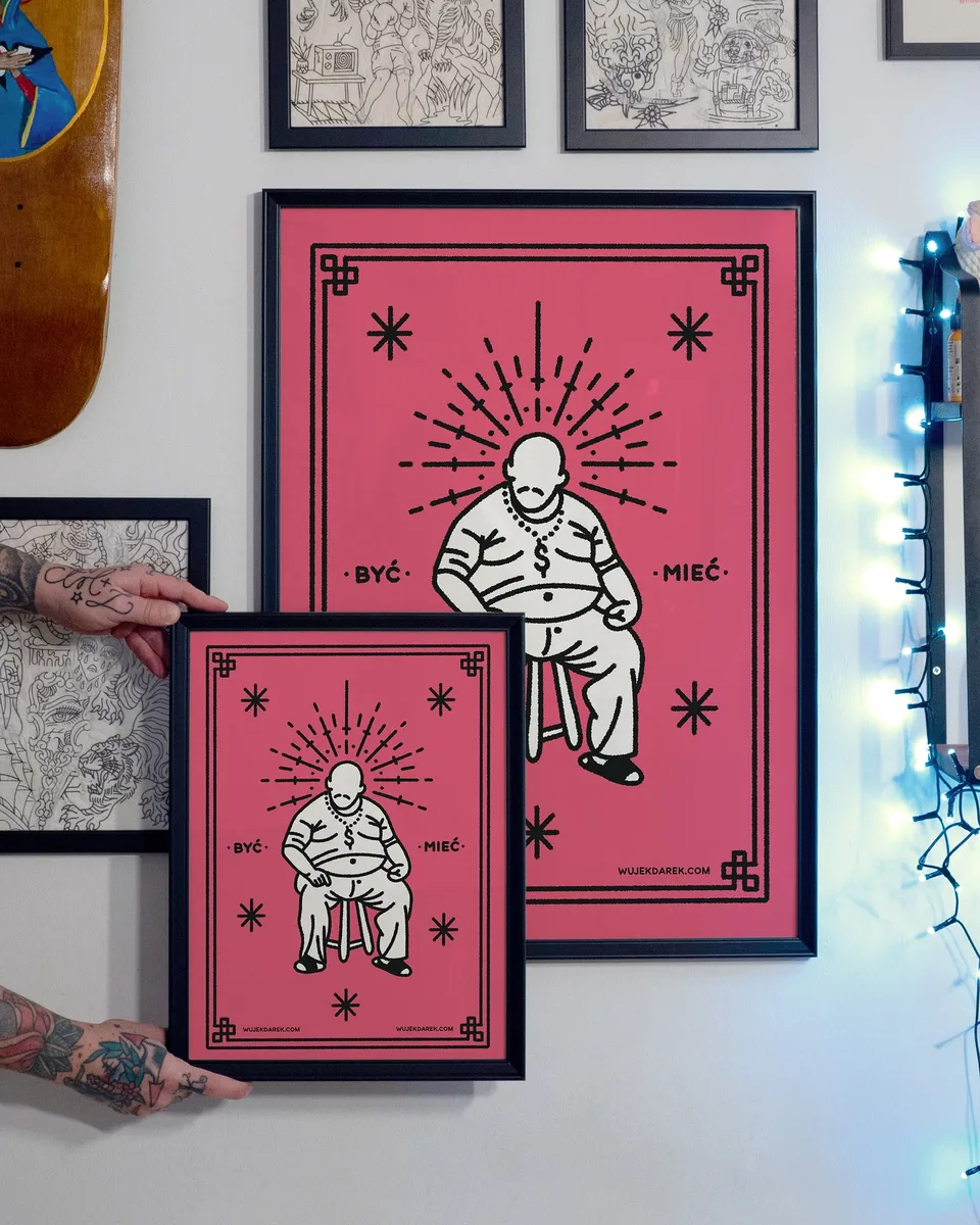 Gruby kontur – ilustracja z pojazdem trójkołowym i postacią w stylu ignorant (7) — Tattoo, Wujek Darek Tattoo, Warszawa