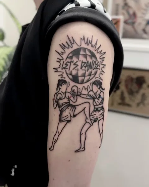 Ignorant tatuaż bokserów z kulą dyskotekową na ramieniu — Tattoo, Wujek Darek Tattoo, Warszawa