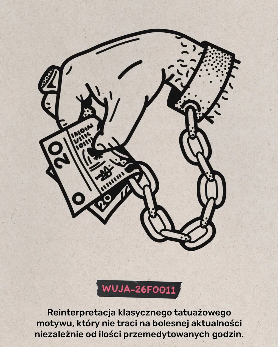 Ignorant flash: ręka z banknotem na łańcuchu i kask Power Rangera jako brelok do kluczy (2) — Tattoo, Wujek Darek Tattoo, Warszawa